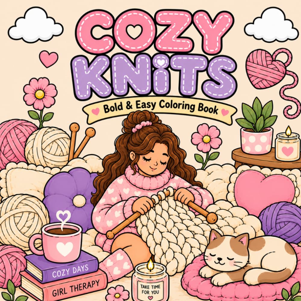 Cozy Knits: Bold And Easy Coloring Book (Soft Life Coloring Series)