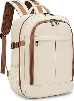 40x30x15cm Personal Item Bag Underseat Travel Backpack 17x13x6 Inches Underseat Personal Item Bag for Airlines Lightweight Carry on Luggage Flight Approved for College Weekender Beige
