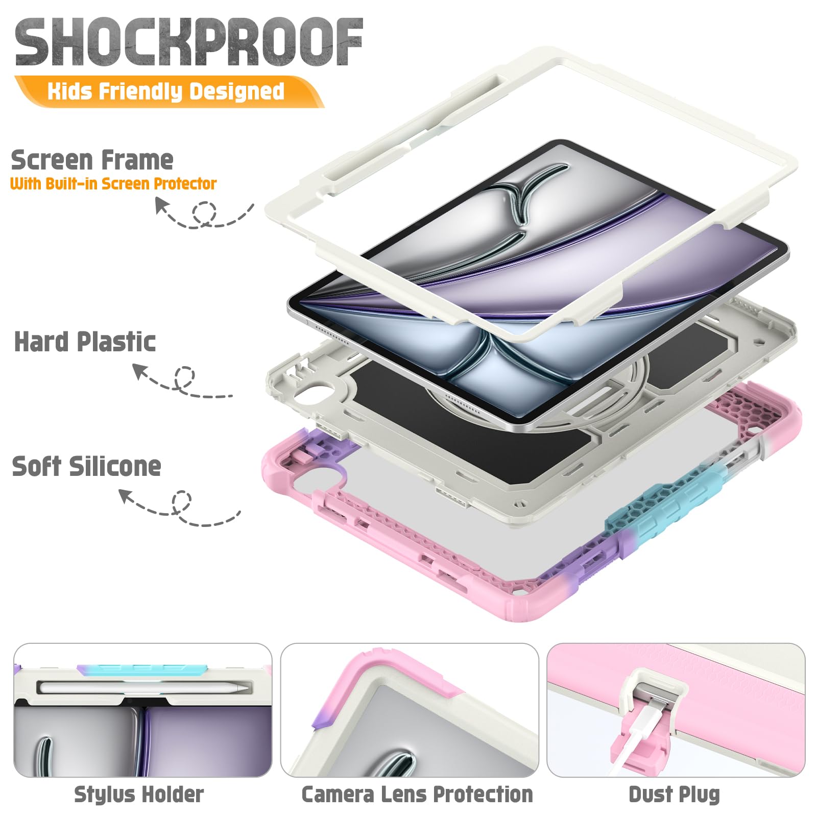 Custodia Antiurto Per IPad Air 11 2024/2025 Con Tracolla E Supporto Girevole 360°