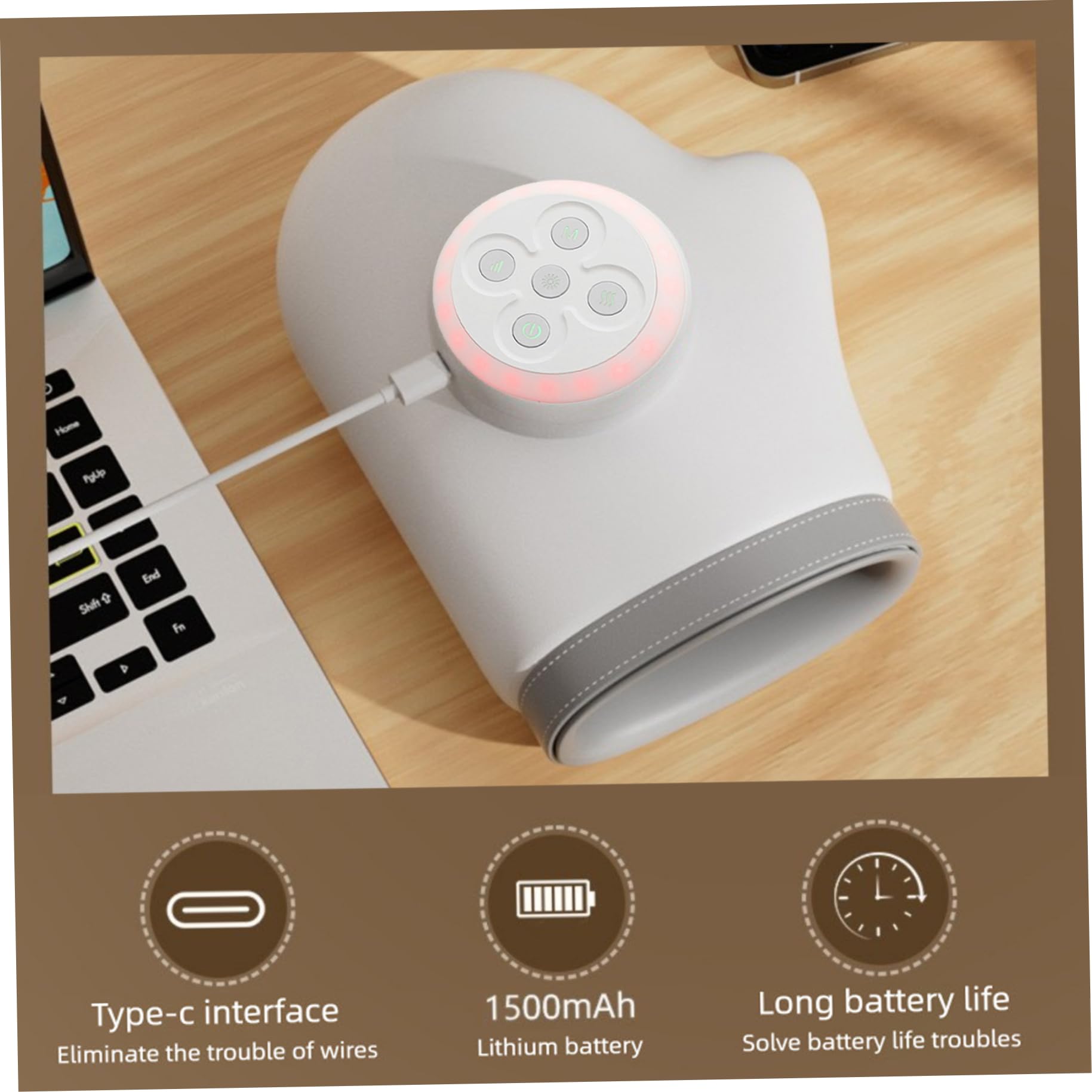 Guante masajeador de mano, masajeador de mano ajustable con calor y compresión para aliviar la fatiga USB recargable regalos pensativos para adultos