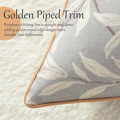 Miniatura 5 de VOGOL Funda de cojín lumbar de 12 x 20 pulgadas, funda de cojín de granja con hojas grises, funda de cojín decorativa para el hogar para sofá, cama