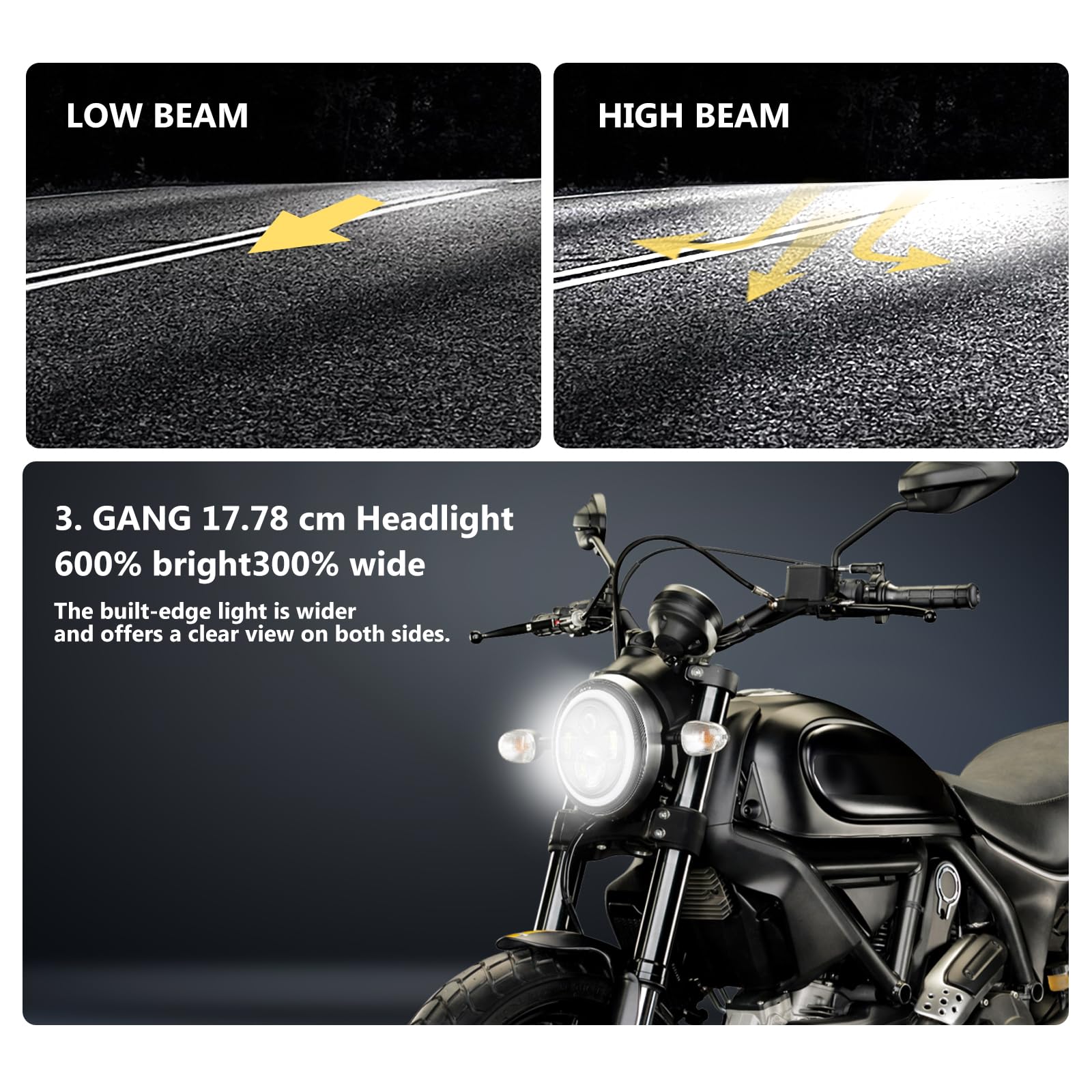 7 Zoll LED Motorrad Scheinwerfer DRL Weiß Blinker Bernstein Scheinwerfer | Scheinwerfer E-geprüft mit Abblendlicht Fernlicht Amber Halo Blinker, Tagfahrlicht Kompatibel mit Gängigen Motorradmodellen