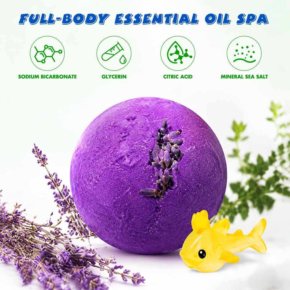 12 Pièces Boule de Bain Enfant avec Surprise, 2026 Bath Bombs Kids, Naturel et Biologique Bulles de Bain, Boules de Sel de Bain Artisanales et Créatives(Ocean)