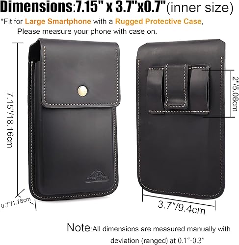 Miniatura 5 de Topstache Funda de cuero extragrande para cinturón, S23 Ultra S23 Plus, soporte de clip para cinturón para hombre, bolsa de cuero para iPhone 14 Pro