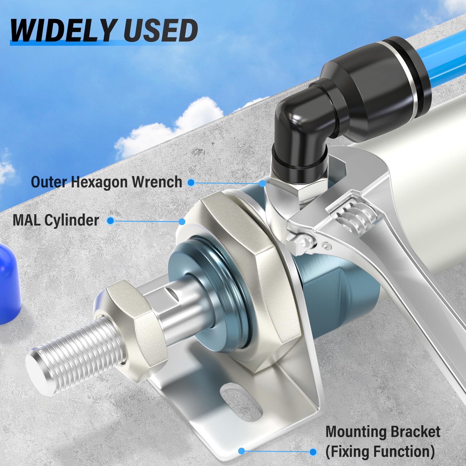 TAILONZ PNEUMATIC Kolanko męskie 6 mm średnica zewnętrzna x gwint M6 90 złączki wtykowe PL6-M6 (opakowanie 10 szt.)