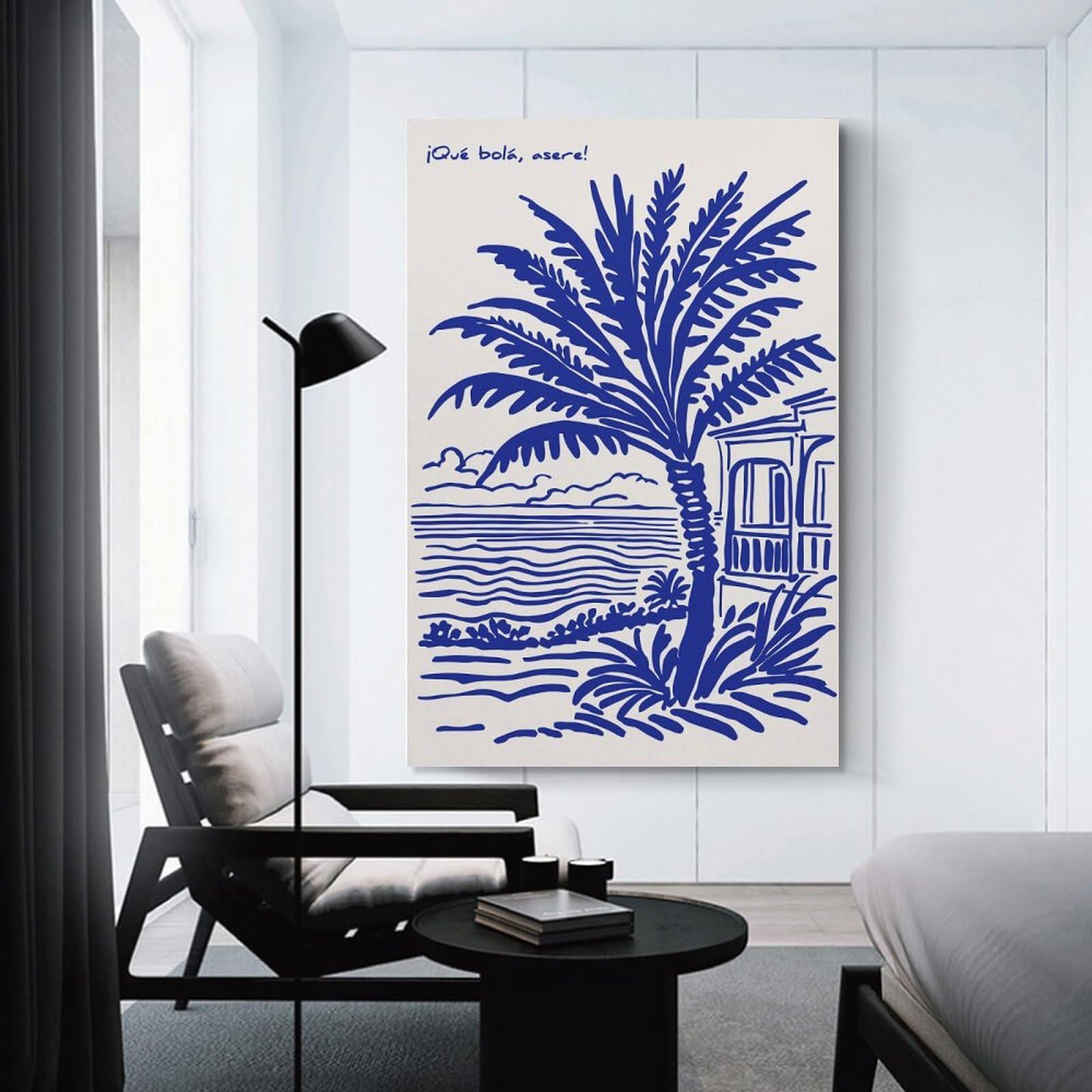 Junmoney Wall Art Print Cuban Beach Scene with Palm Tree, 24x36inch(60x90cm), for Contemporary Homes, Apartments Or Offices, An Easy Choice for New Home Styling
