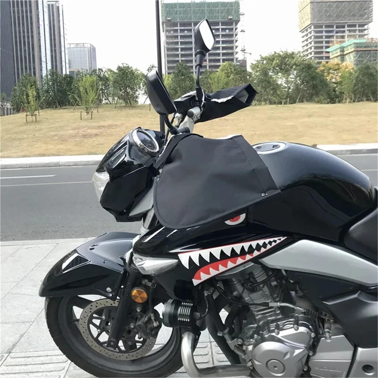 Rękawiczki na kierownicę, Zimowe ocieplane rękawiczki na kierownicę motocykla Wiatroodporne ciepłe aksamitne pokrowce akcesoria