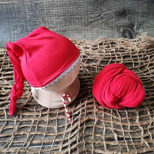 Vista 95 de Ropa de Navidad para recién nacido, accesorios para sesión de fotos, ropa de ganchillo, pantalones de sombrero rojo de Papá Noel, accesorios