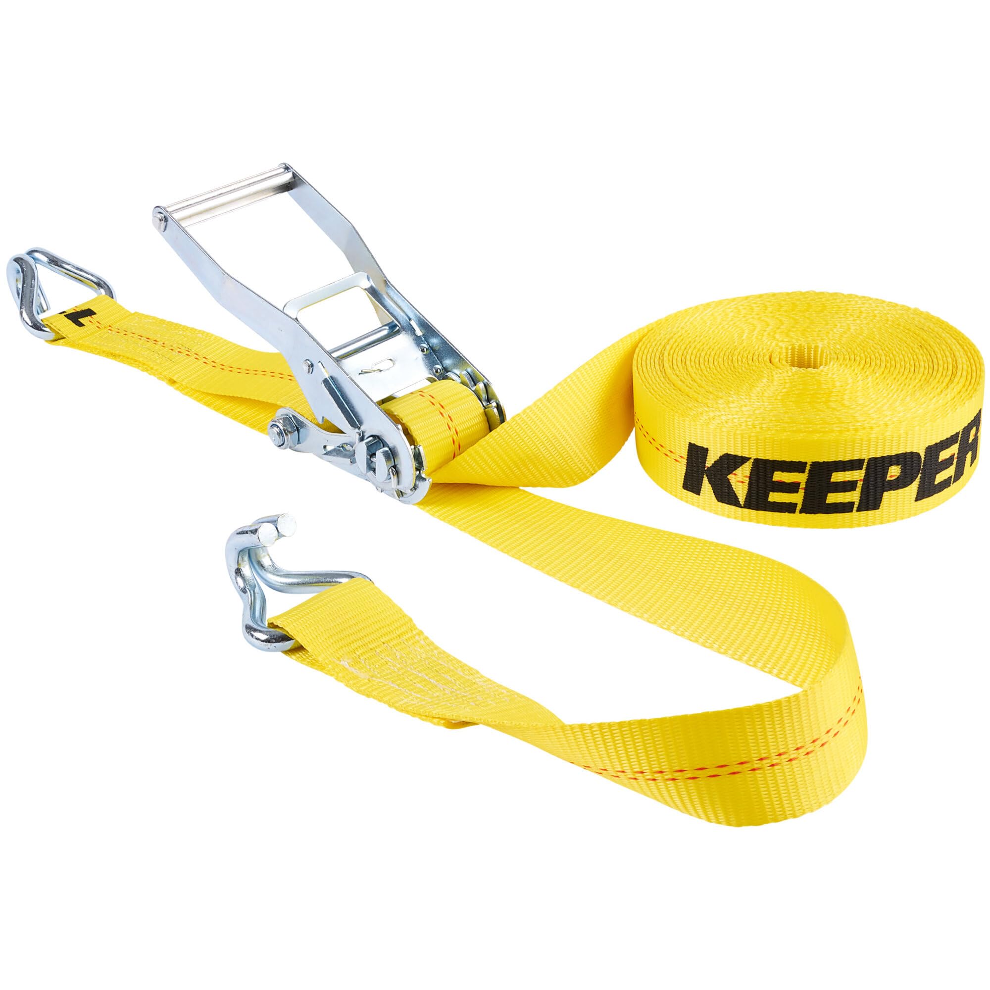 Keeper 04624 Heavy Duty 40' x 5.1 cm zapadkowy Tie Down, pojemność znamionowa 4,5 kg z podwójnymi haczykami J
