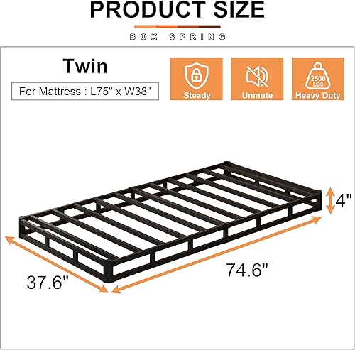 Vista 11 de EMODA Somier de 5 Pulgadas Tamaño Queen, Base de Cama de Metal Resistente con Funda de Tela, Fácil Montaje, Negro