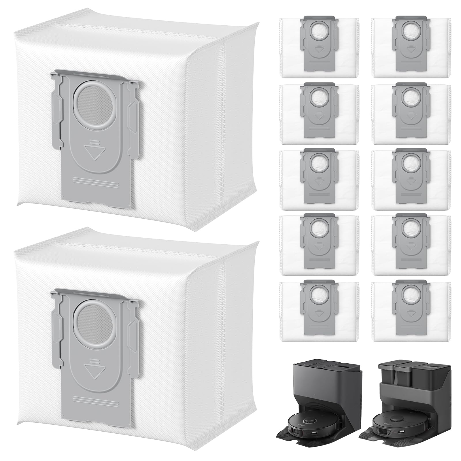 12 Stück Staubbeutel für Roborock Q7 L5+/Q10 S5+/Q5 Pro+/Q5 Max+/S8+/S8 Pro Ultra/S7 MaxV Ultra/S7 Pro Ultra/Q5+/Q7+/Q7 Max+/T8/G10S Pro/Q8 Max+ Staubsauger Absaugstation 3L Staubsaugerbeutel