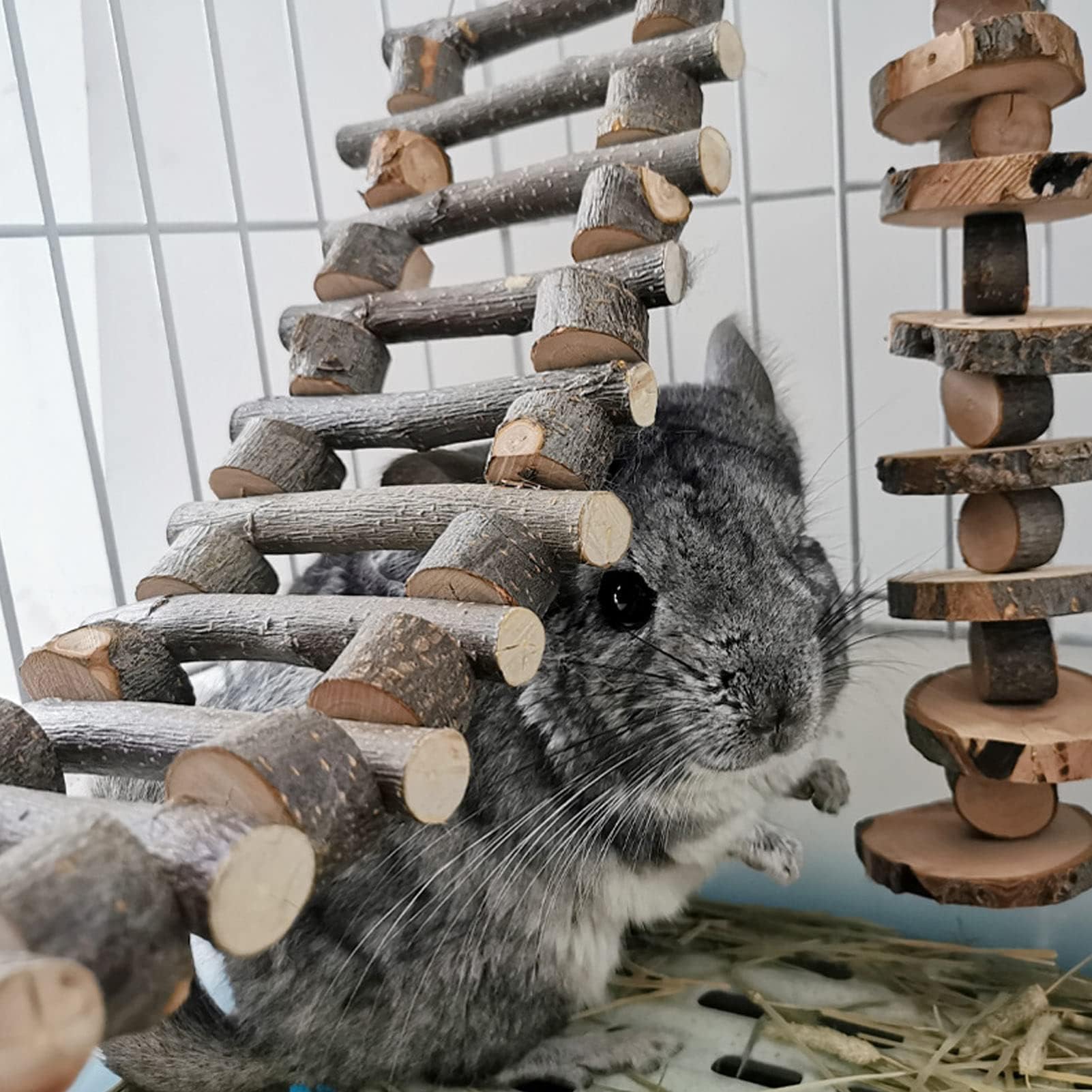 Puente de Escalera de Madera para Pájaros, Flexible y Duradero, para Hámsteres, Loros y Ratones, 50cm