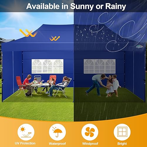 Miniatura 70 de COBIZI - Toldo desplegable de 10 x 10 pies, 4 paredes laterales, FPU 50+ para todo el año, resistente al viento, impermeable, uso comercial, Gris