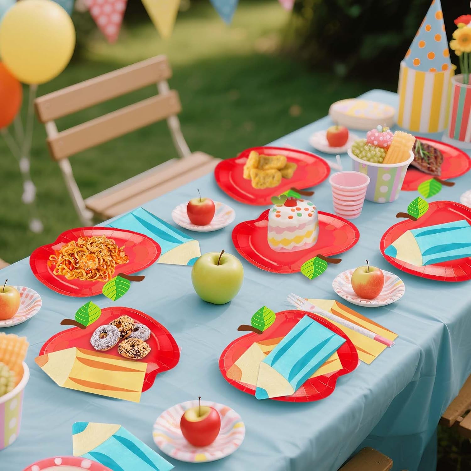Back to School Disposable Tableware Set, Apple Paper Plates, Serves 25 image 2