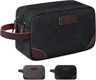 Toiletry Bag Travel Toiletry Bag for Men and Women Large Cosmetic Make up Bag Waterproof Bathroom and Shower Organizer Bag Shaving Bag Dopp Kit for Toiletries Accessories, Canvas Black