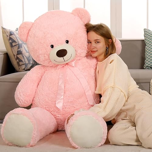 Miniatura 110 de Tezituor Oso de peluche gigante de 52 pulgadas, peluche grande de animales de peluche, color verde arcoíris, regalos suaves para San Valentín, Arco