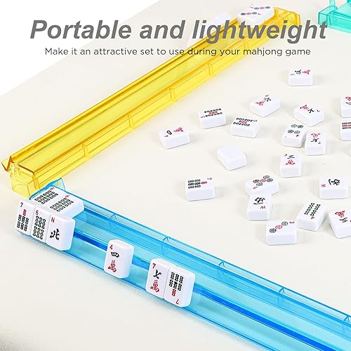 Miniatura 4 de Mah Jongg - Estante y empujador de azulejos todo en uno, juego de 4 estantes Mahjong de acrílico transparente con empujadores integrados, modernos