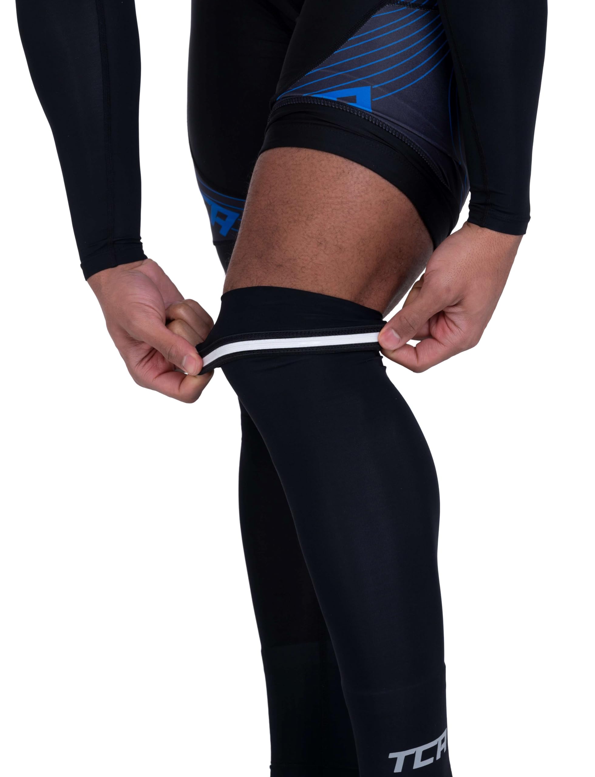 TCA Manga UPF 50 +, Anti-Llip, Calentadores de piernas todo el año para hombres y mujeres para ciclismo, correr, caminar, baloncesto - Manga de compresión completa para piernas.