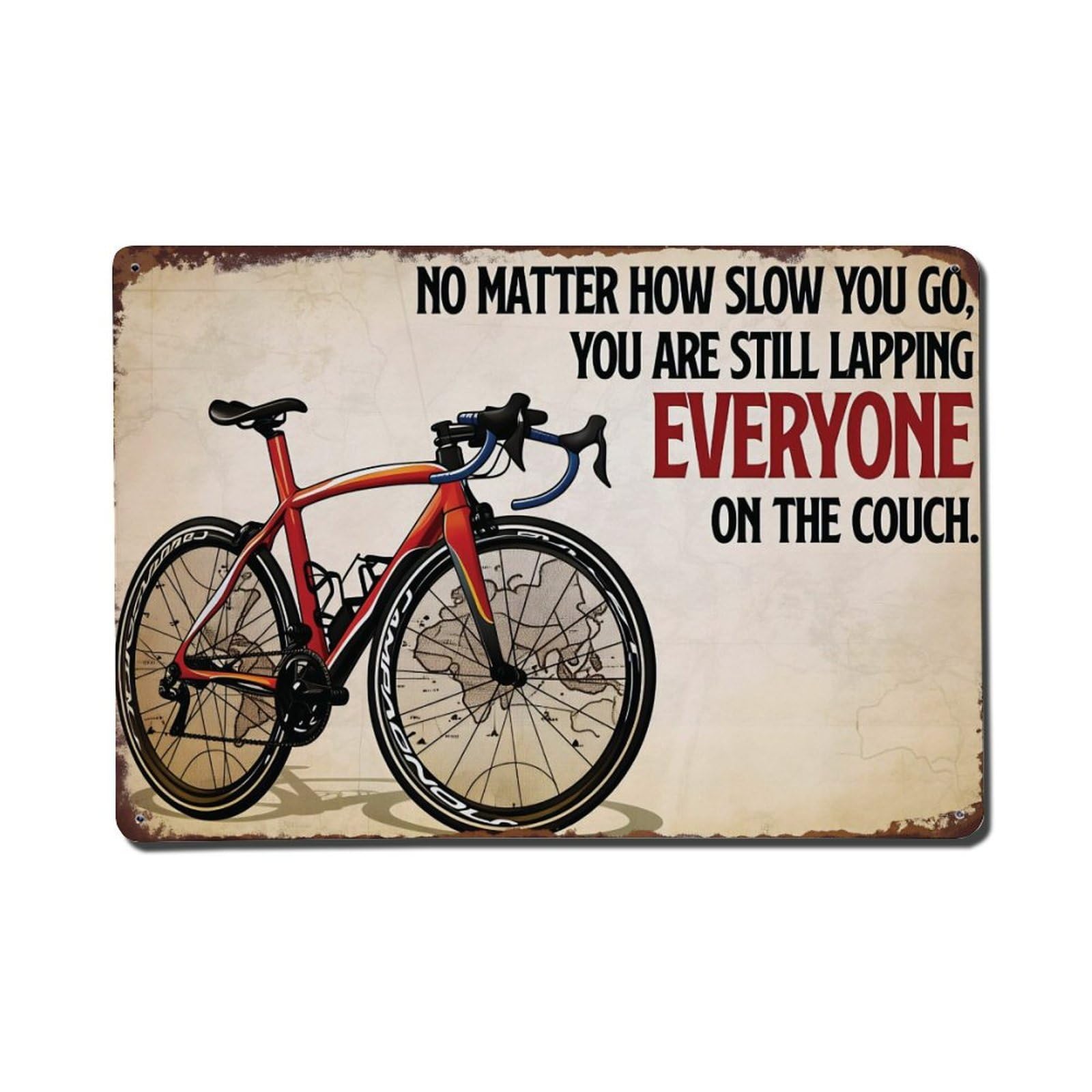 Road Bike Cycling Funny Motivational Metal Sign Vintage Aluminium Metal Sign, Retro Wall Decor for Home, Bar, Garage & Farmhouse 20x30cm