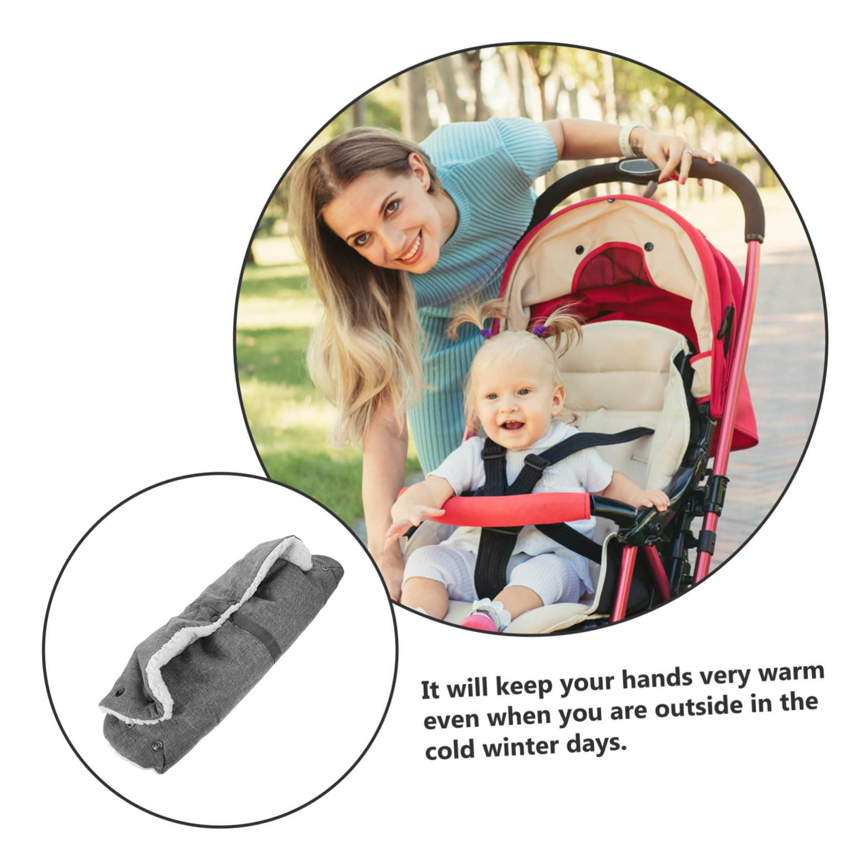 Abaodam Oxford Cloth Baby Stroller Warm Gloves Thicker Cozy Hand Muff for Cold Winter Anti-Freeze