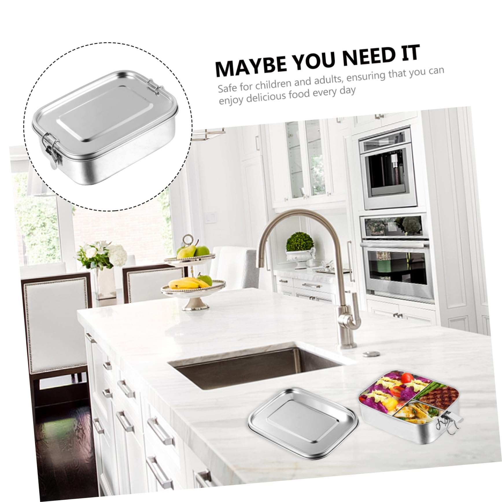 COLLBATH Boîte à Lunch Bento en Acier Inoxydable 1, 2l 3 Compartiments