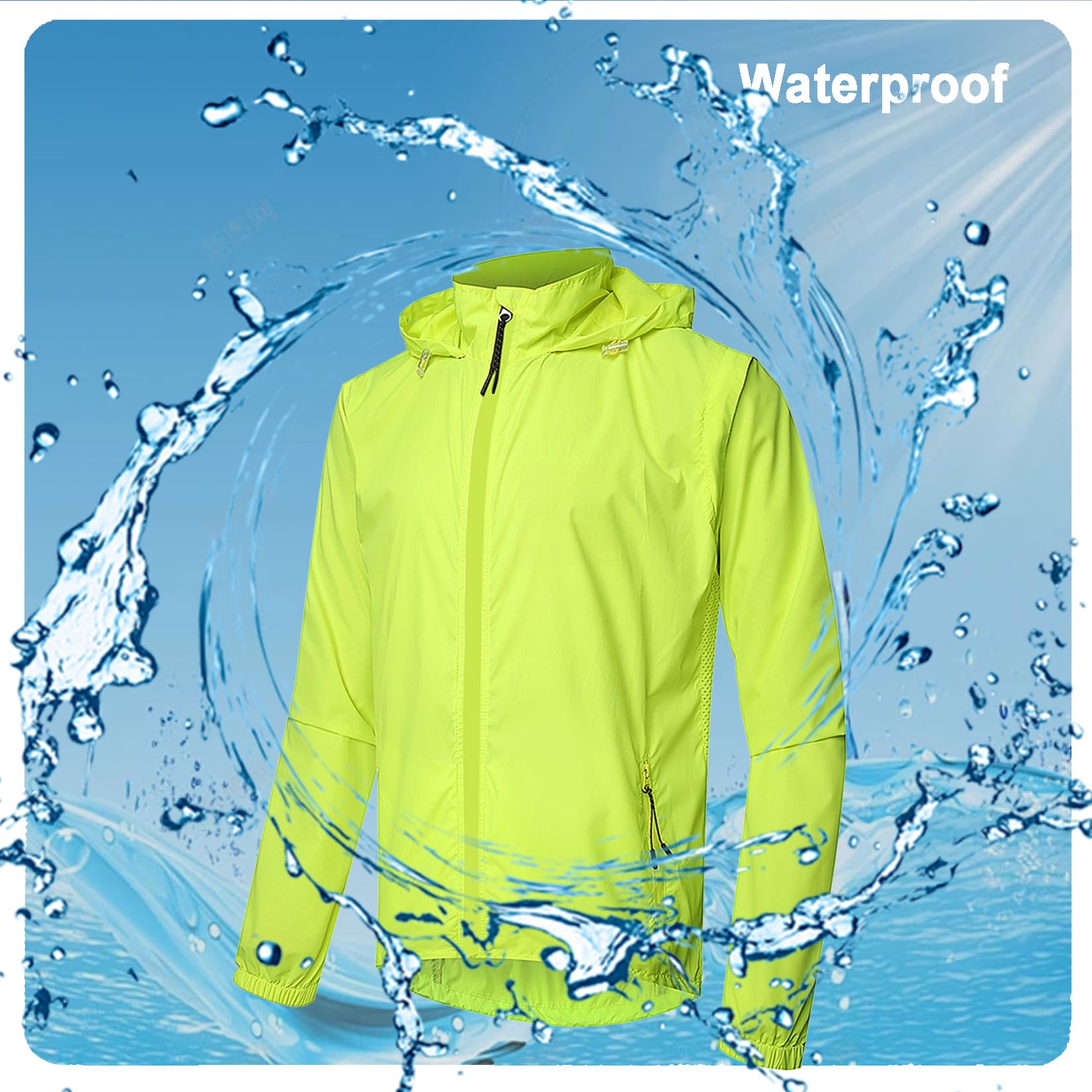 Chaqueta De Ciclismo para Hombre Invierno Térmico Ciclismo Jersey Impermeable A Prueba De Viento Bicicleta Running Tops Alta Visibilidad Chubasquero Softshell Abrigos,Green-3XL