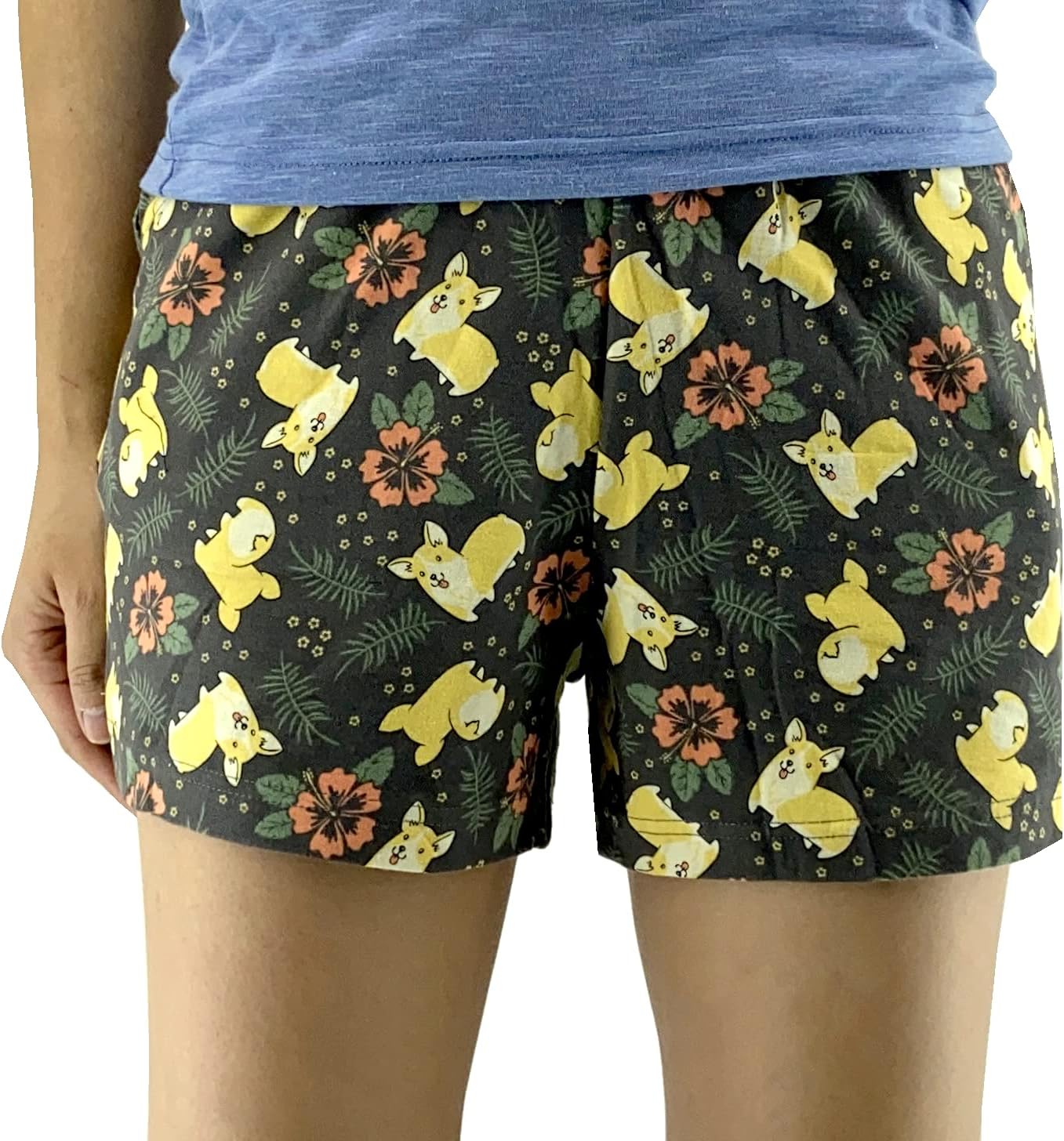 ROCK ATOLL Womens Cute Cotton Knit Pull-On Animal Print Drawstring PJ Sleep Shorts with Pockets