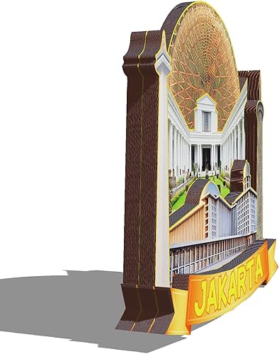 Miniatura 2 de Imán de madera de Yakarta Indonesia 3D para nevera, recuerdos coleccionables, decoración hecha a mano, artesanías 2