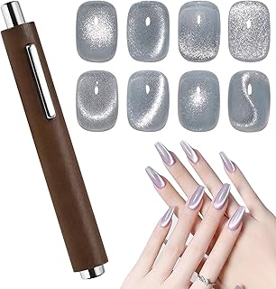 3-in-1 Cat Eye Nail Magnet Multifunctional Cylindrical Double-Head Powerful Magnet for Cat Eye Gel Polish Comfort Grip Wood Protective Cover Nail Art Tool Home DIY Brown