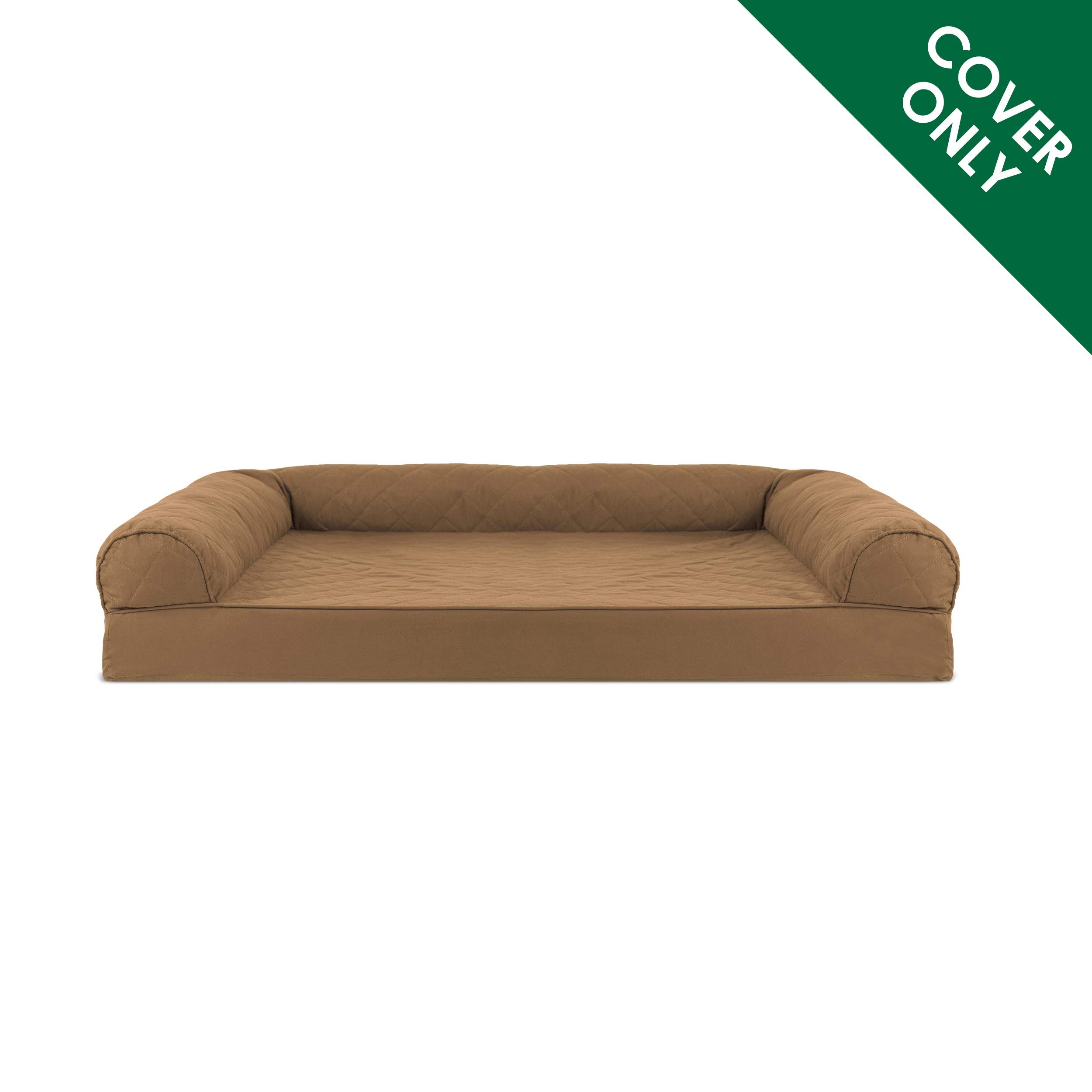 Furhaven Replacement Dog Bed Cover Quilted Sofa-Style, Machine Washable - Toasted Brown, Jumbo Plus (XX-Large)