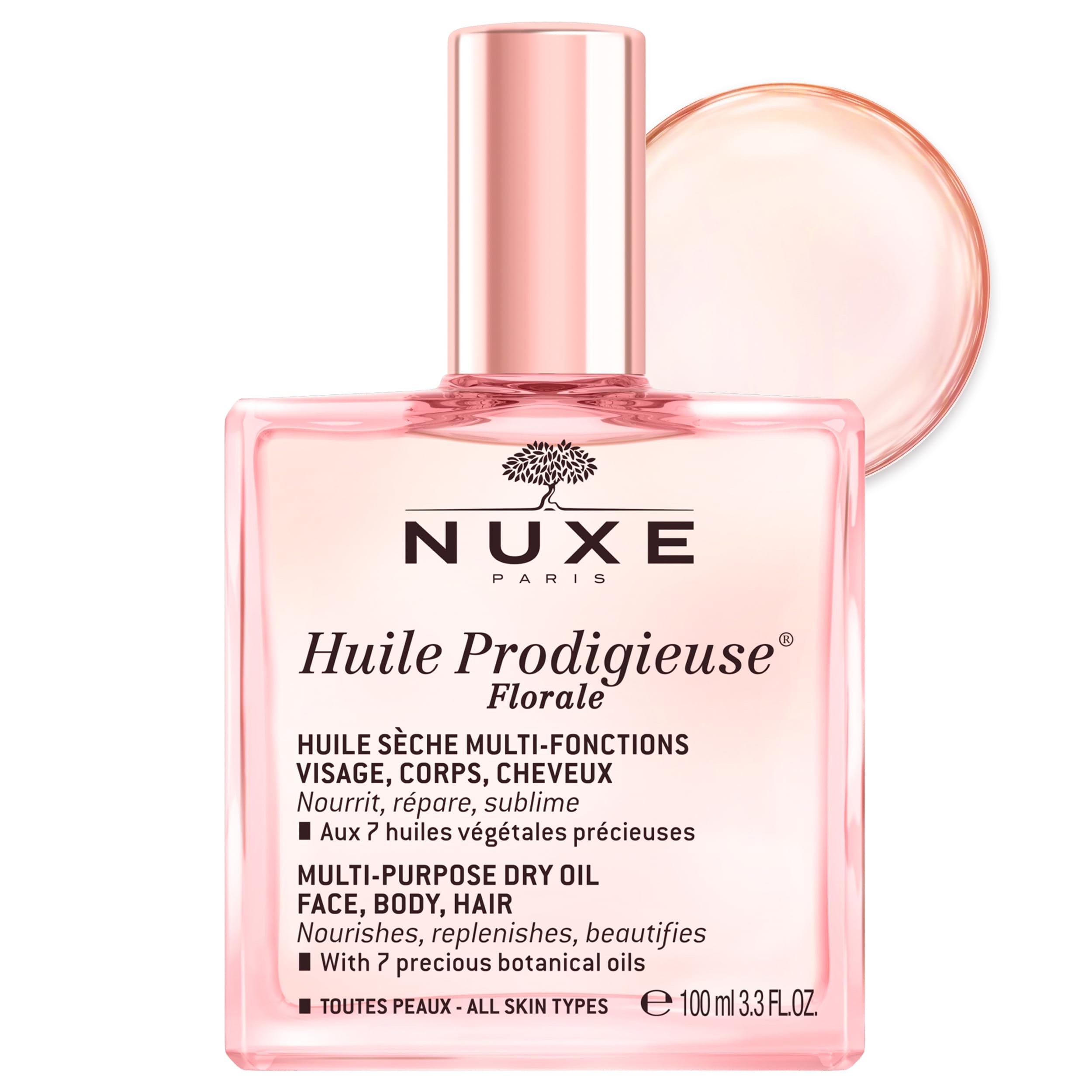 NUXE Huile Prodigieuse Florale Multi-Purpose Dry Oil, Iconic Dry Oil, Moisturises Face, Body & Hair, With Fresh Floral Scent of Magnolia & Orange Blossom, Vegan Formula