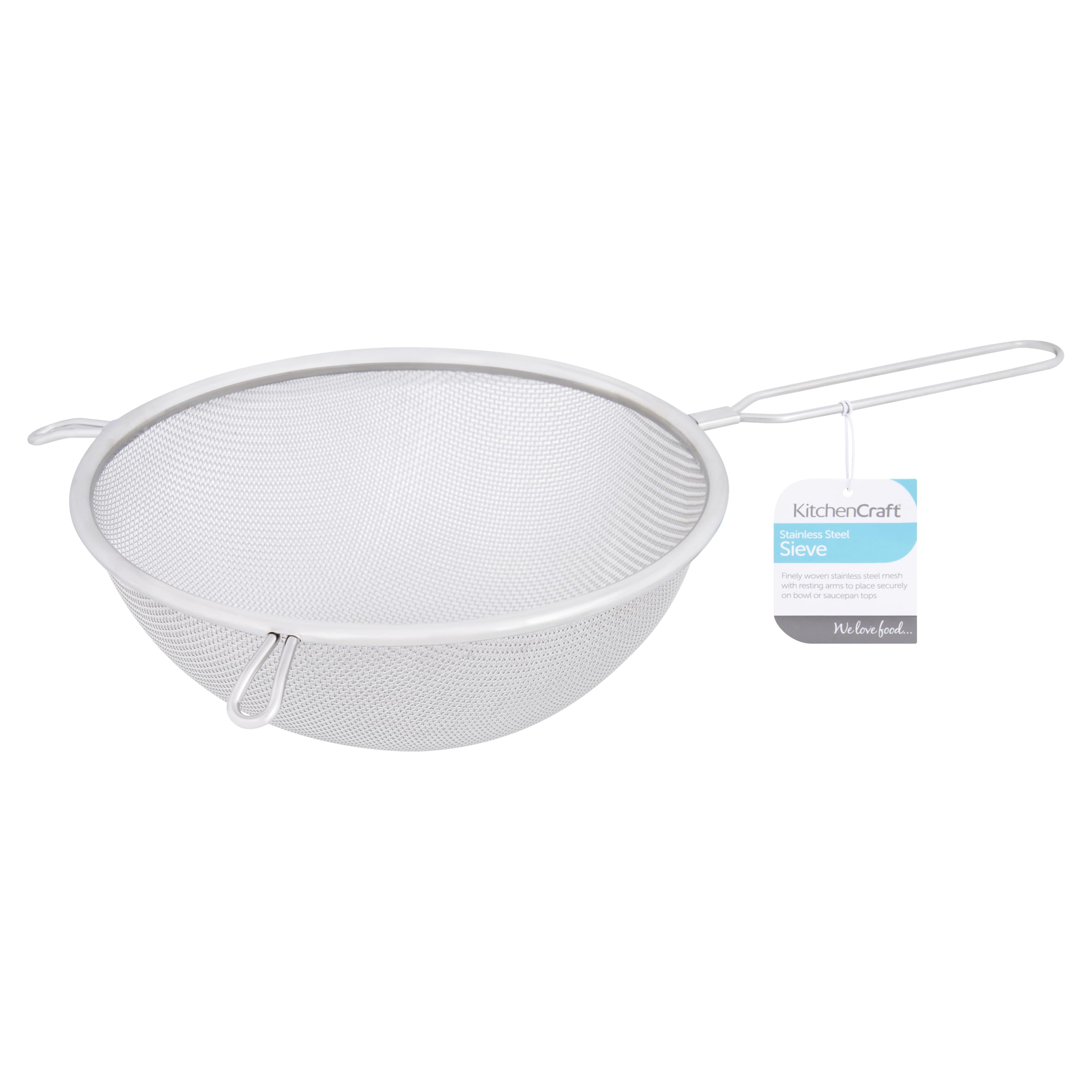 KitchenCraft Large Sieve 2 cm, Stainless Steel, Ideal for Baking and Cooking, Essential Kitchen Accessory, Silver