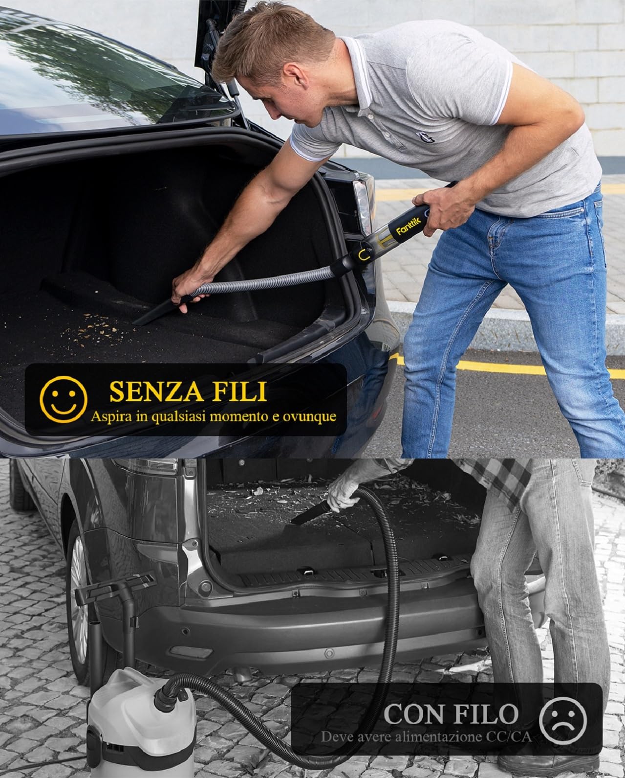 Fanttik Slim V8 Apex Aspirabriciole Senza Fili Per Auto,Alta Potenza di Aspirazione 19000Pa,Ricarica Rapida USB-C in 2,5 Ore,4 in 1 Aspirapolvere e Soffiatore d'aria e Pompa ad Aria e Pompa Sottovuoto