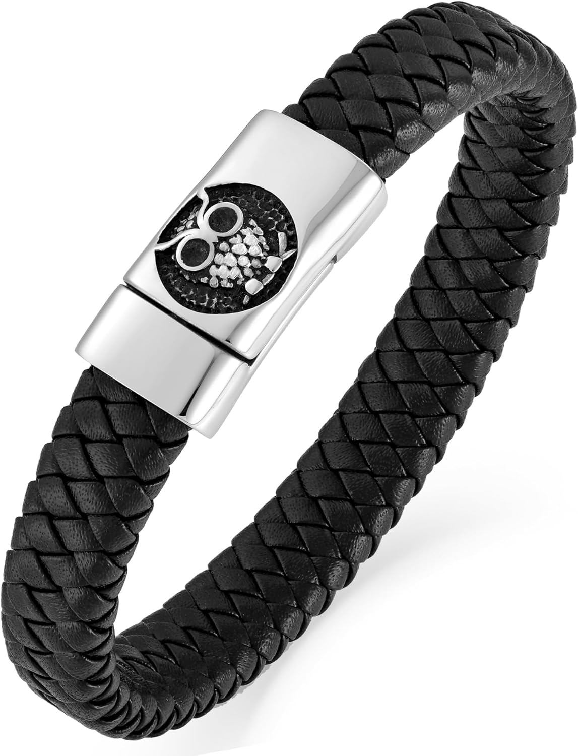 YL Cross Viking Skull Masonic Bracelet, Mens Leather 18K Gold/Rhodium Plated Stainless Steel Scorpion Owl Christian Bible Verse Military Hero Handcrafted Cuff Jewelry Gifts for Women