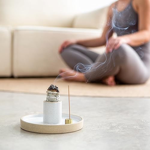 Miniatura 7 de Soporte de salvia de cerámica para quemar 3 en 1 - Kit de manchas de salvia - Soporte de incienso para palos - Soporte de Palo Santo - Quemador de