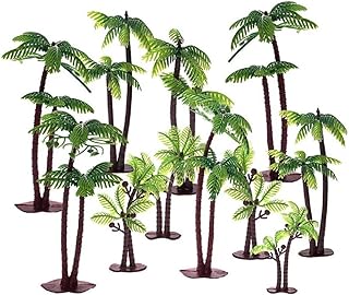 YABINA (TM) 10 Pack Palm Tree Cake Topper for Cake Decoration - Green Palm Tree with Coconuts Cupcake Topper for Beach, Tropical, Jungle, Hawaiian Cake Decorating, 5.5 Inch and 3.15 Inch