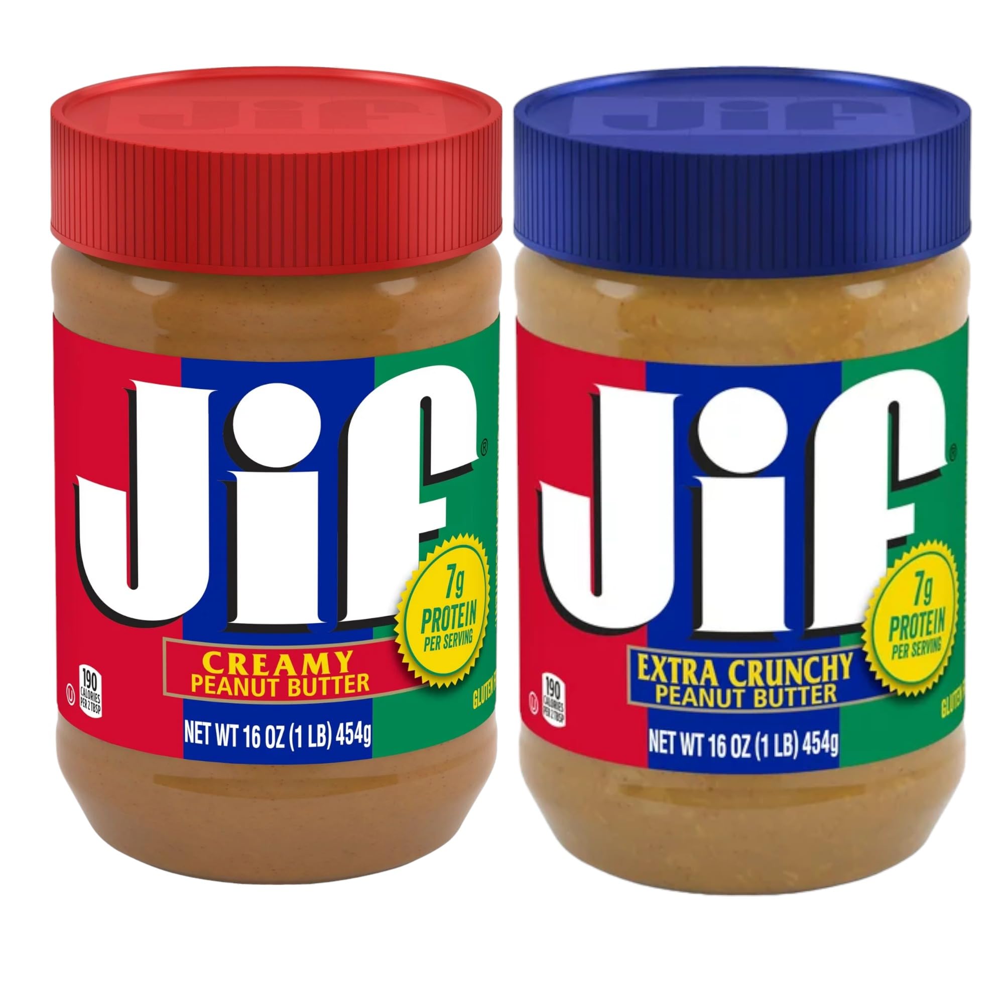 Jif Peanut Butter Spread | Gluten Free | Extra Crunchy & Creamy Combo Pack | 454g each Jar