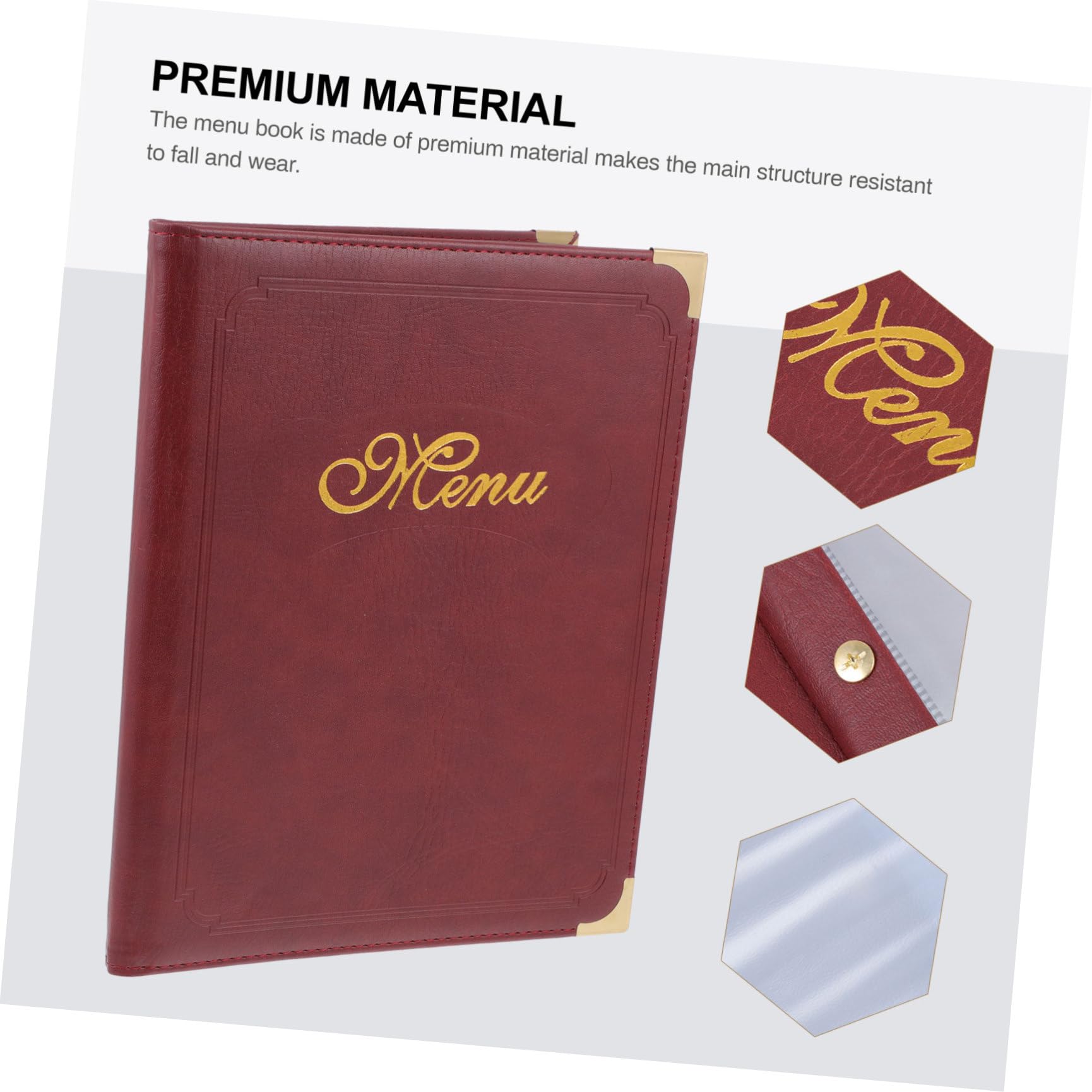 COLLBATH Carpeta de Menú Cubierta de Material Sintético PU para Restaurante Diseño de Página Deslizante y Esquinas Redondeadas, Manual de Menú Práctico para Orden en Recepción y Servicio
