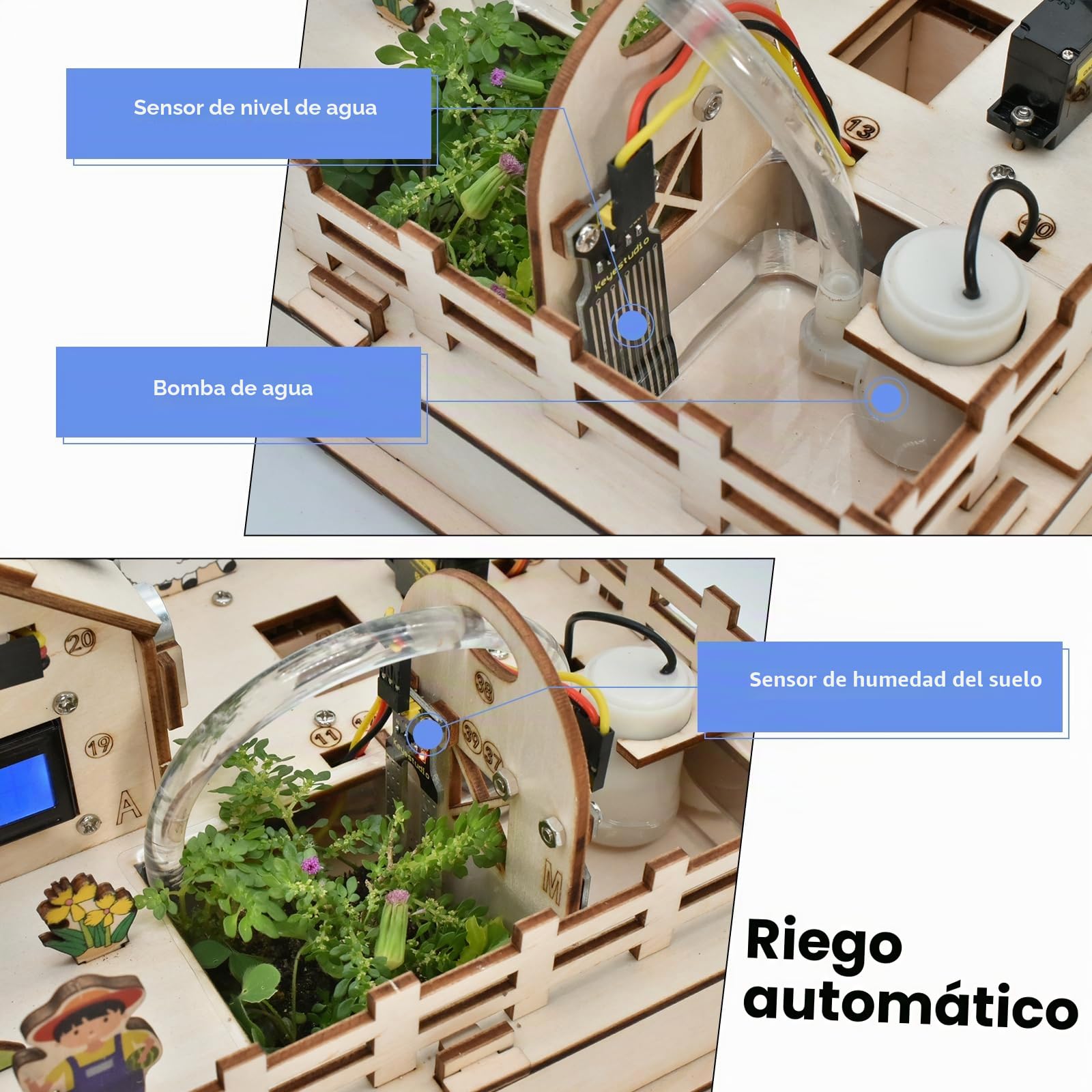 KEYESTUDIO IoT Control Smart Farm Starter Kit para Arduino ESP32, DIY Sensor Kit for Arduino and Scratch Programming