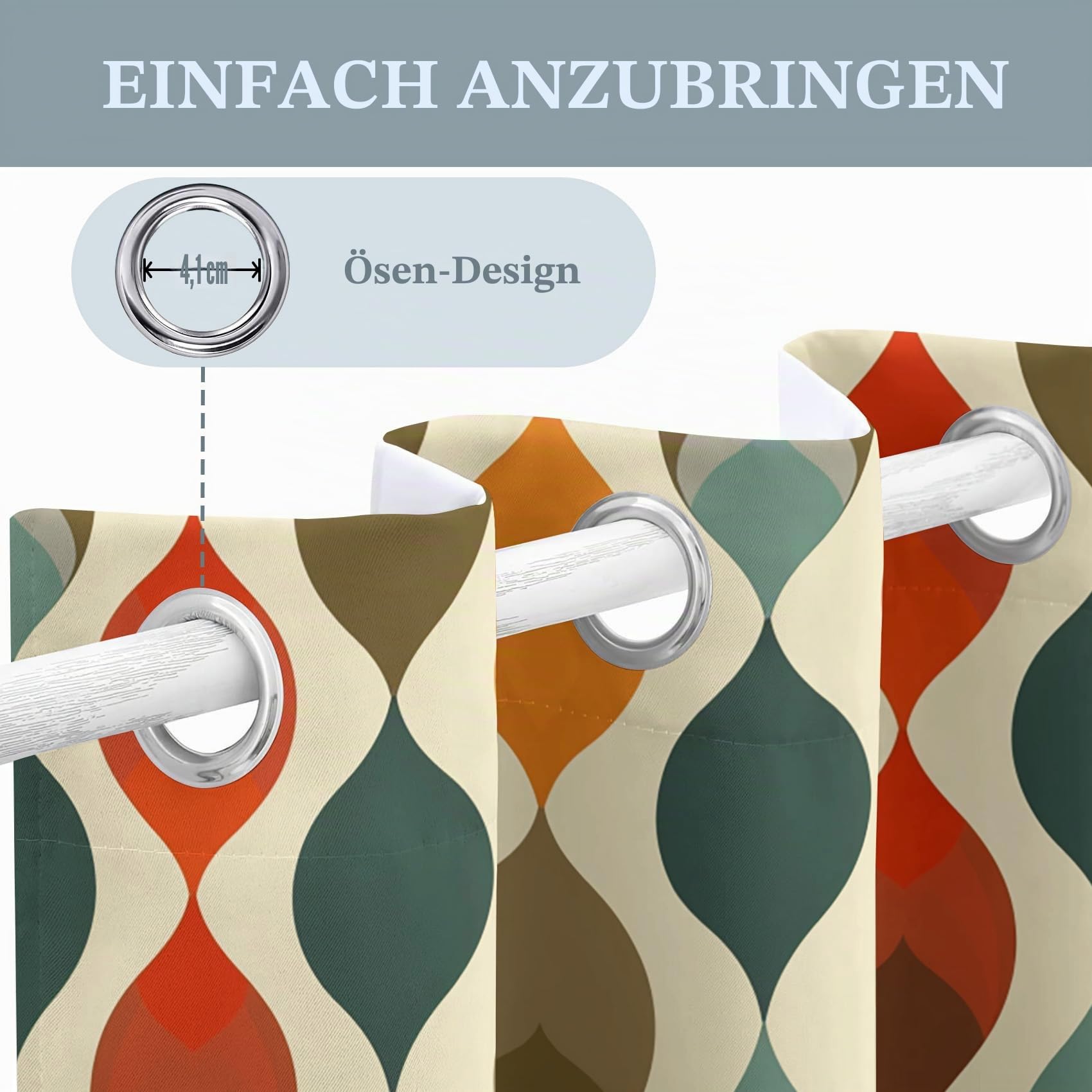 Vorhänge Geometrisch, Verdunkelungsvorhang 2er Set - Vorhang Blickdicht Modern Bunt Muster, Thermovorhang für Deko Wohnzimmer Schlafzimmer, Gardinen mit Ösen 245x140 cm (HxB)