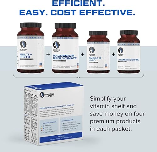 Miniatura 5 de Designs for Sport Paquetes de vitaminas  Certificado NSF para deportes paquete de energía con multivitaminas diarias aceite de pescado omega-3