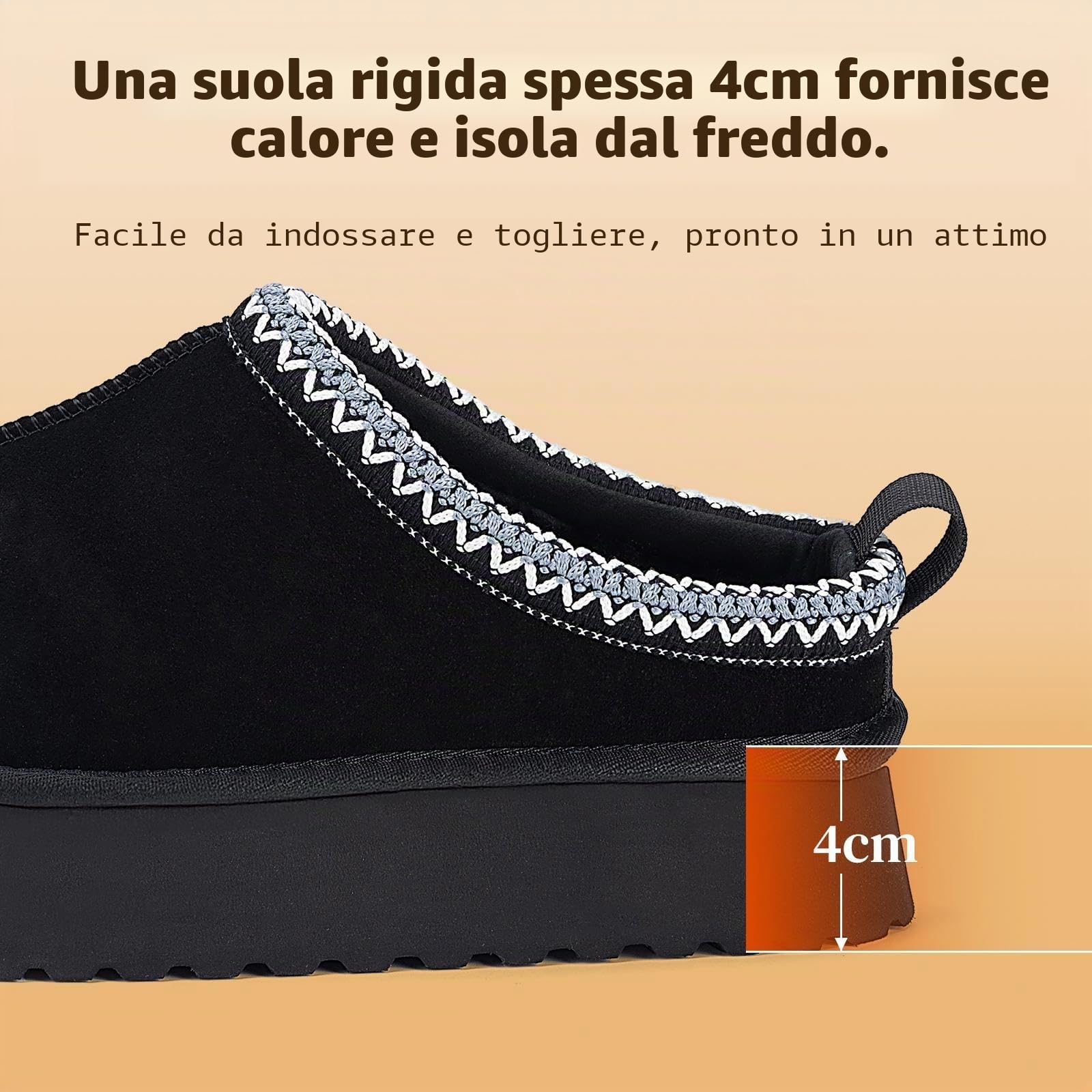 Mishansha Donna Pantofole Invernali Pelose Chiuse Ciabatte 36-42 EU | Scarpe Invernali, Calde, Leggere, All'interno, All'esterno, Passeggiate, Antiscivolo,Spessa 4 cm