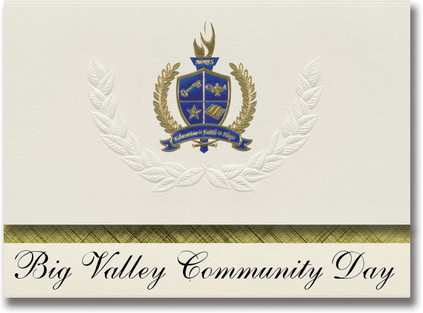 Signature Announcements Big Valley Community Day (Bieber, CA) Graduation Announcements, Presidential style, Basic package of 25 with Gold & Blue Metallic Foil seal
