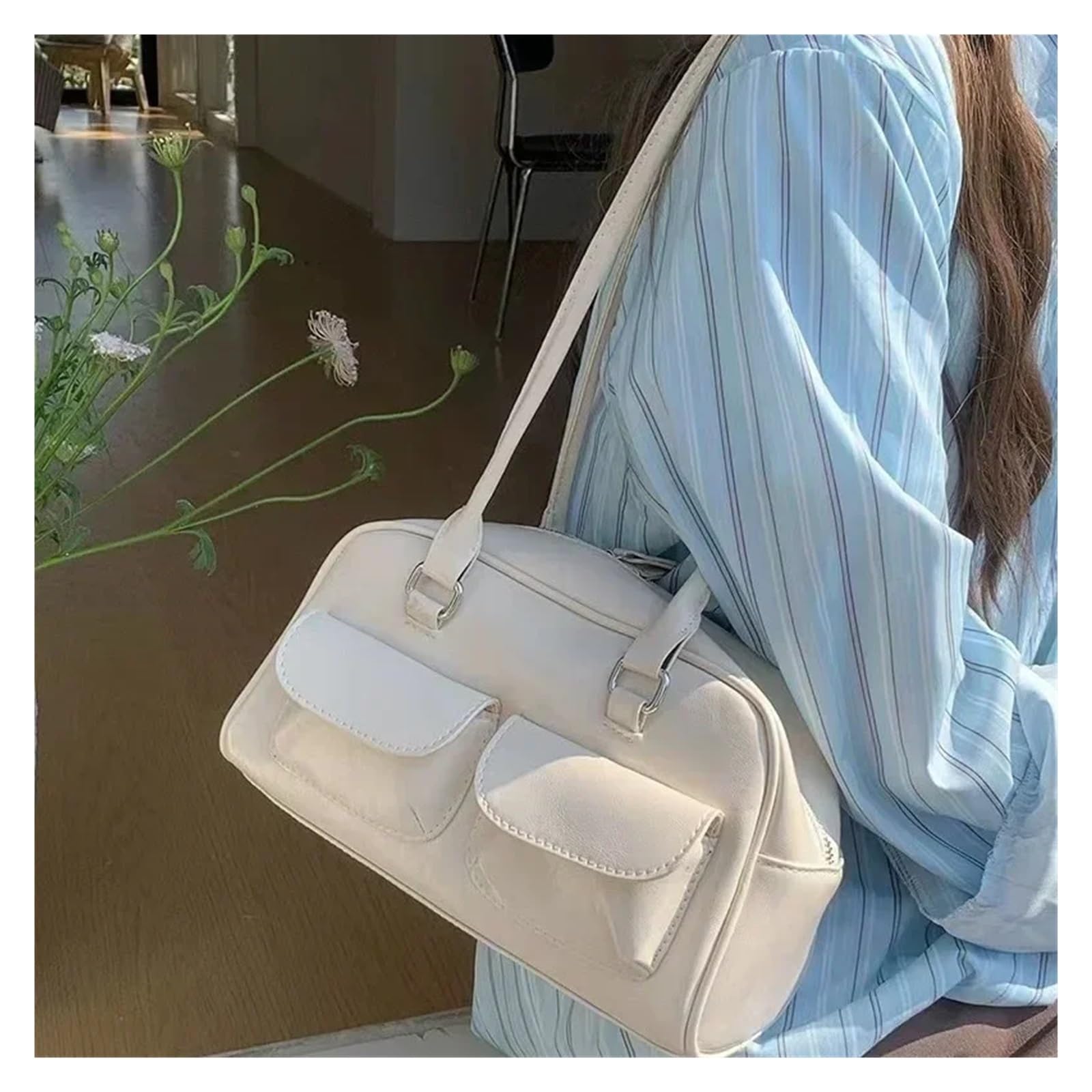 Bolso bandolera Vintage Women Business Shoulder Bags Simple Ladies Commute Tote Bag Pu Leather Female Underarm Burgundy Large Handbags Purse