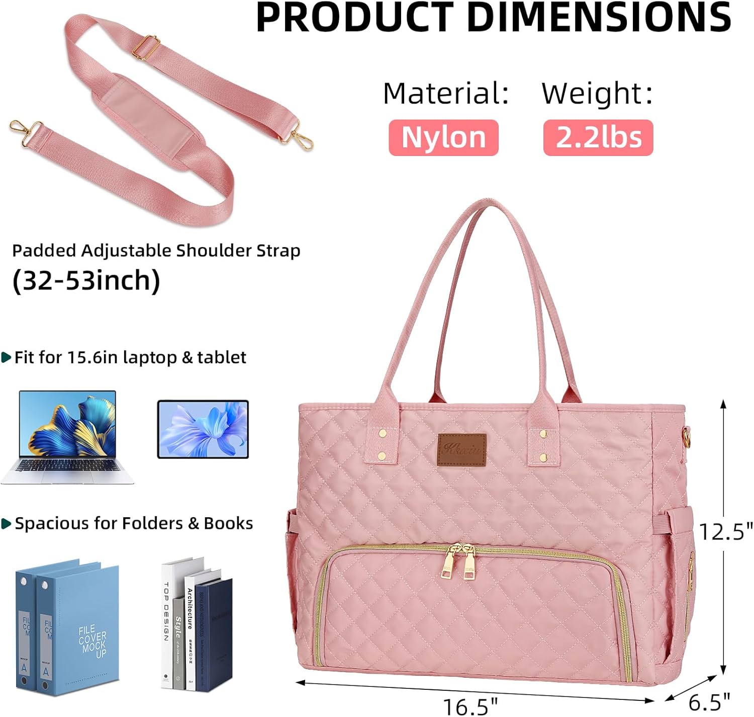 KKXIU Lunch Tote Bag for Teacher & Nurse, 15.6 Inch Laptop Tote with Insulated Lunch Box Pocket for Women - Image 5