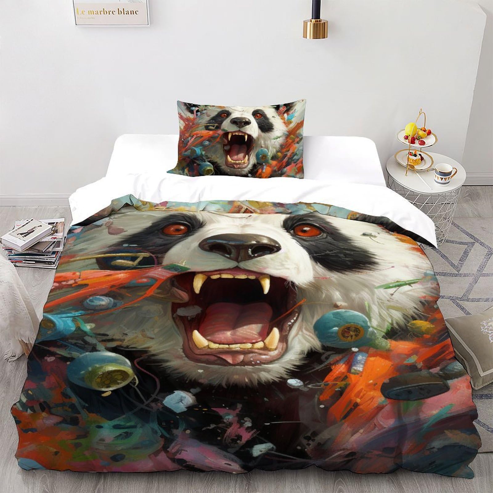Housse de couette animaux 3D enfant 135x200 facile d'entretien et zippée