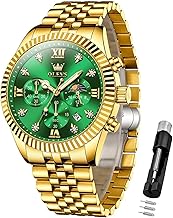 OLEVS Watch for Men Analog Quartz Stainless Steel Moon Phase Calendar Chronograph Diamond Watches Waterproof Wrist Watch Luminous