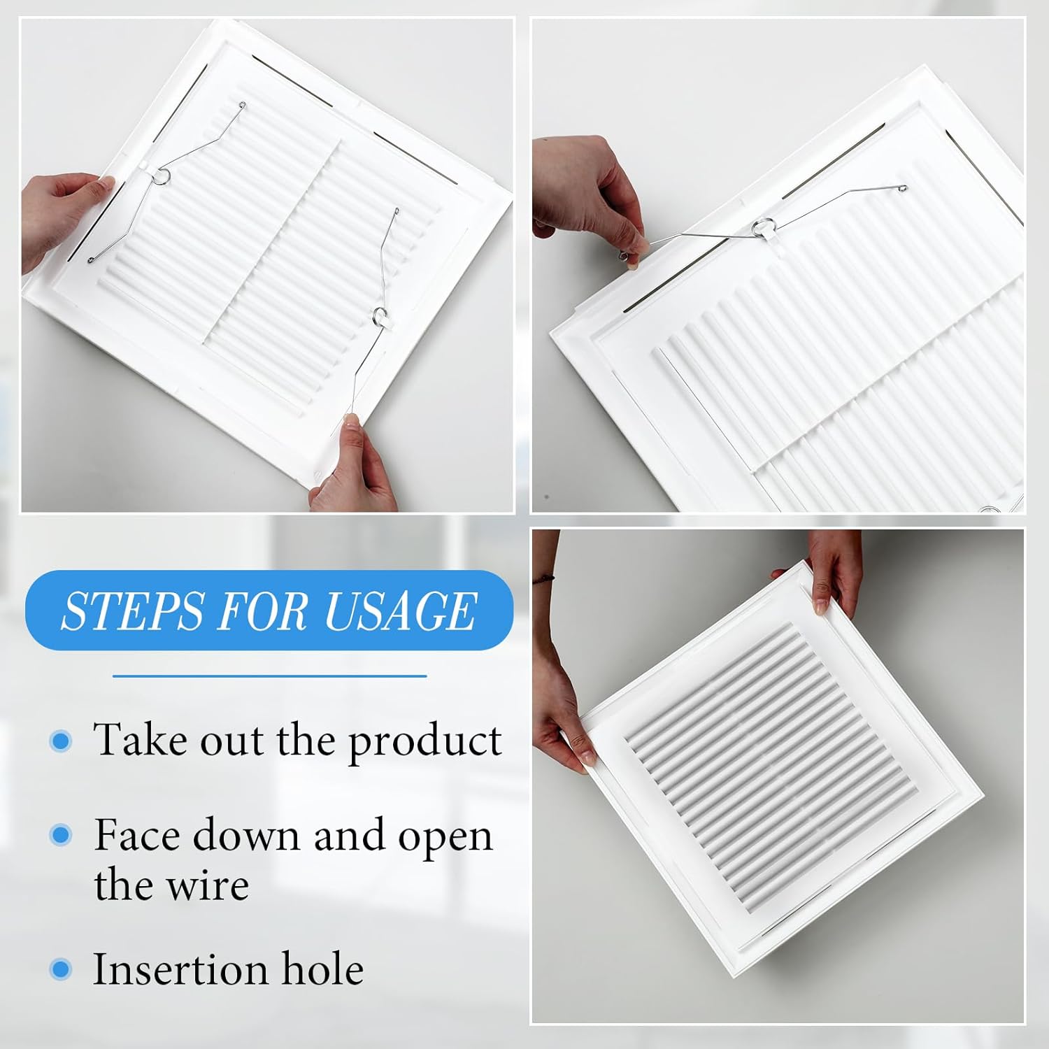 Baquler 1 Pc 12 x 12 Inch Bathroom Exhaust Fan Cover with Spring White Square Ceiling or Wall Mounted Exhaust Fan Ceiling Grille Air Diffuser Diverter Ventilation Hood Replacement Accessories