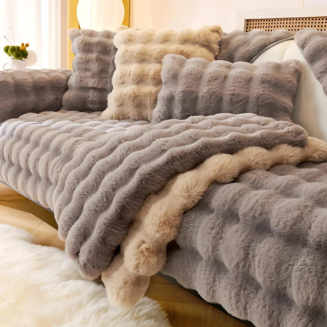 DreamNest Veta Housse de Canapé Fausse Fourrure 70x90cm Polyester Antidérapante