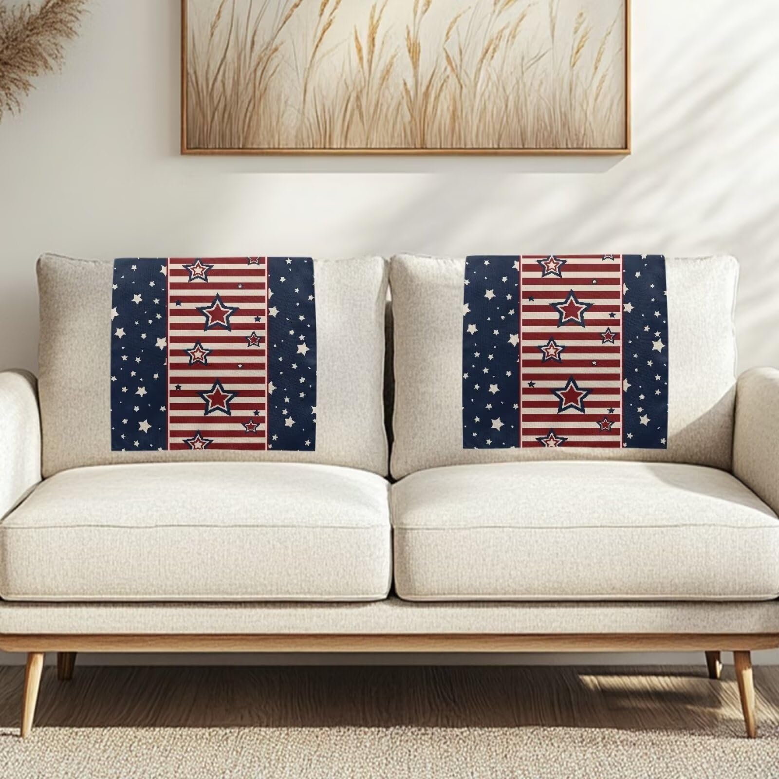 Xorudoydet American Flag Pattern Headrest Cover for Furniture Slipcovers, Stain Resistant Recliner Chair Head Protector Cover for Theater Seat Cover Waterproof Furniture Sofa Protector for Home